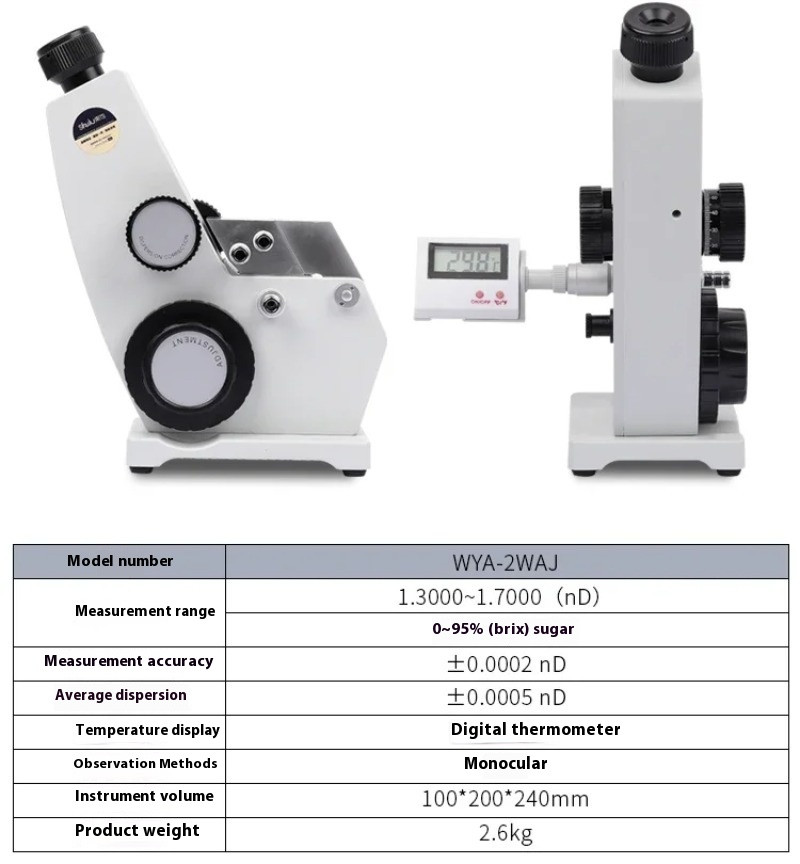 Laboratory Brix Concentration Meter 2WAJ Monochromatic Refractometer Digital