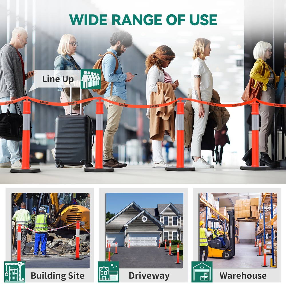 TAUS 45 inch Delineator Post with Base, 4 Pack Traffic Delineator Posts