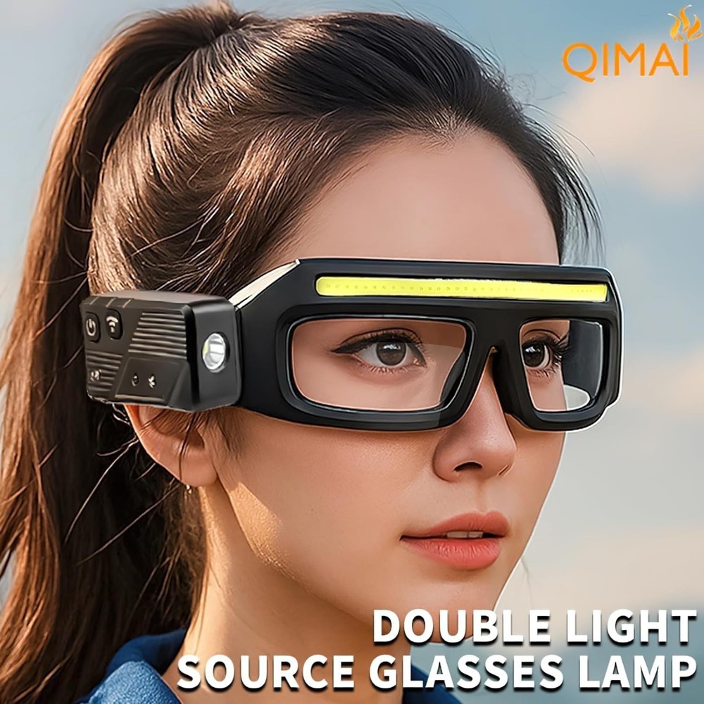 LED Glasses Rechargeable Headlight with Motion Sensor and Touch Control, 5 Mo...