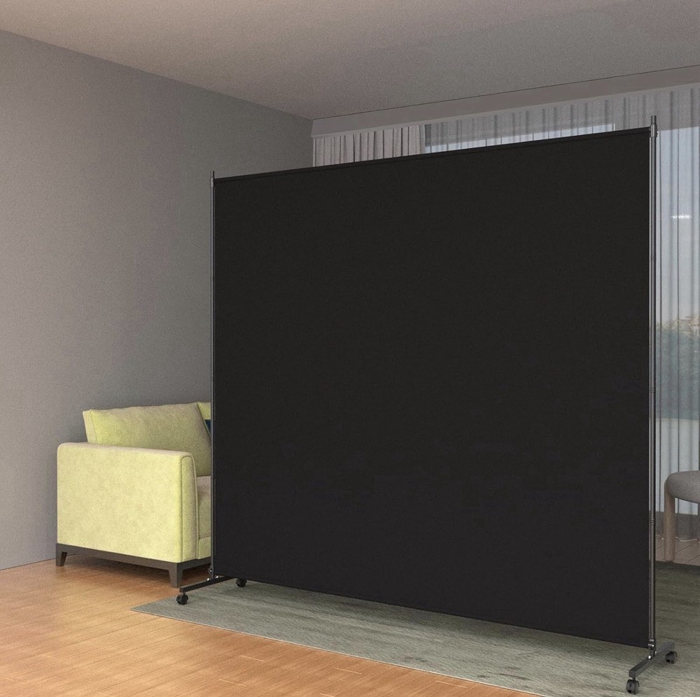 Single panel Black Room Divider With Wheels