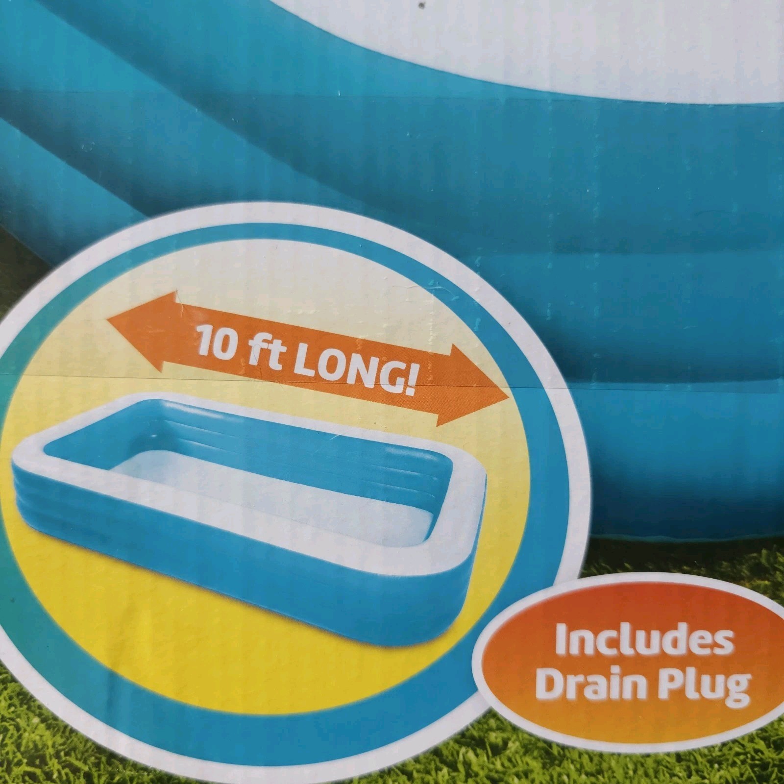 Play Day 10 Foot Family Inflatable Pool 272 Gallon Blue White Backyard Kids Pool