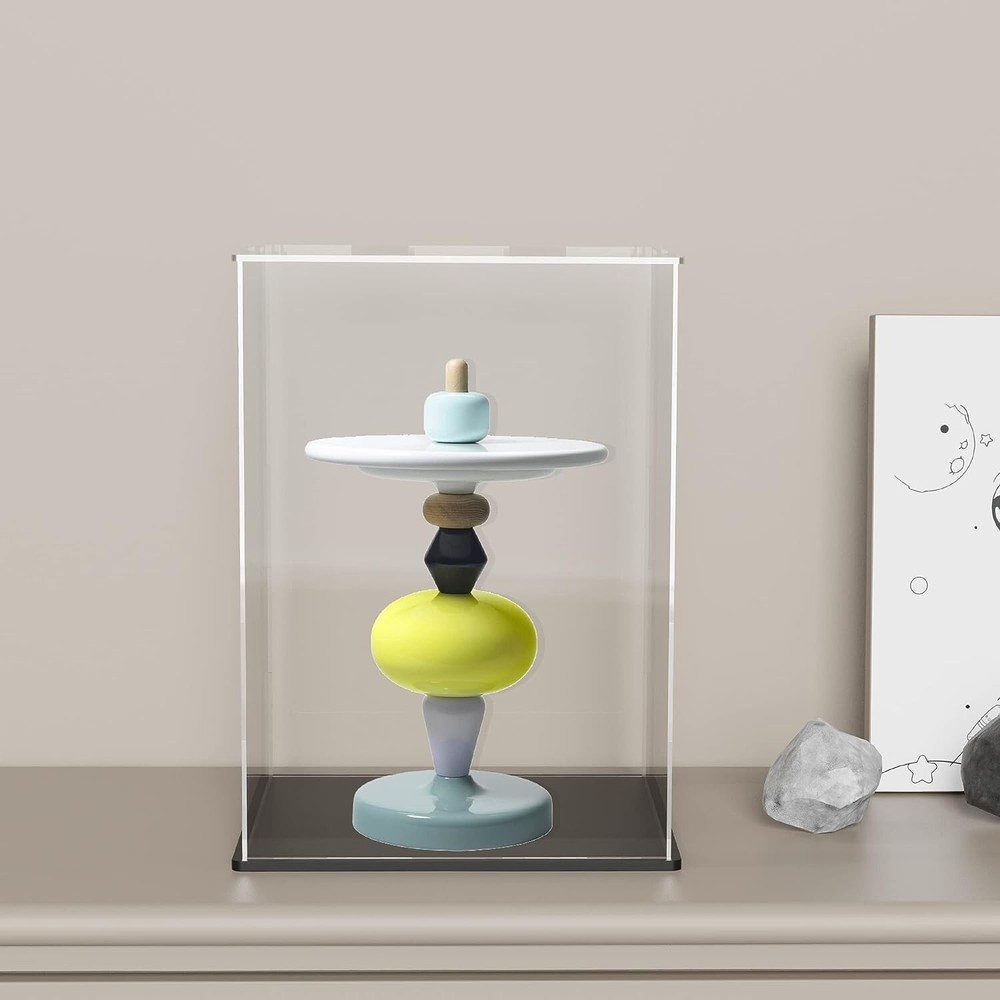 Acrylic Box with Matt Black Base, Simple Self-Assembly Clear Acrylic Display ...