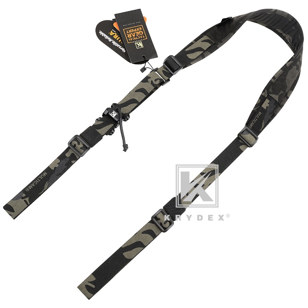 KRYDEX Tactical Sling Modular Slingster Pull Tab 2Point Quick Adjust Black Camo