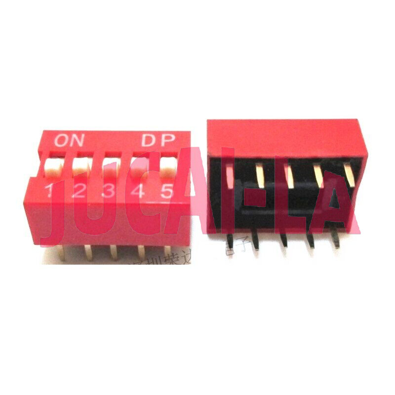 20 Pcs Slide Type Switch Module 2.54mm 5-Bit 5 Position Way DIP Red Pitch