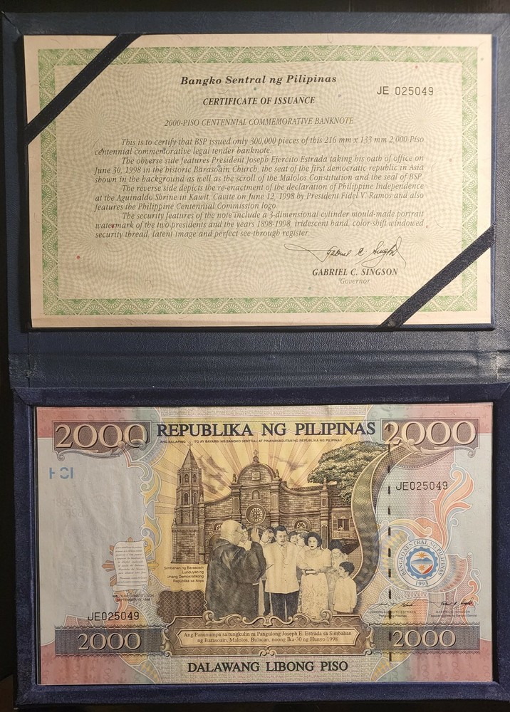 Philippines Pesos 2000 Centennial Commemorative Banknote