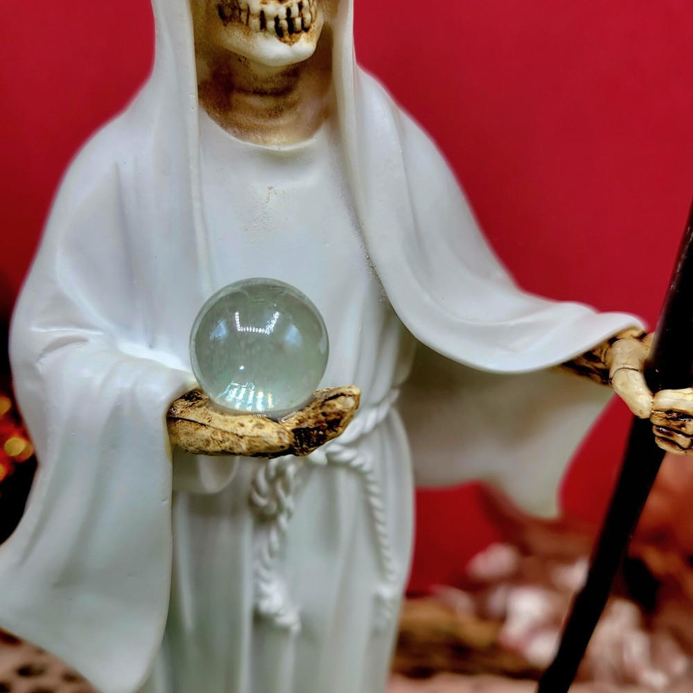 9" Santa Muerte White Statue