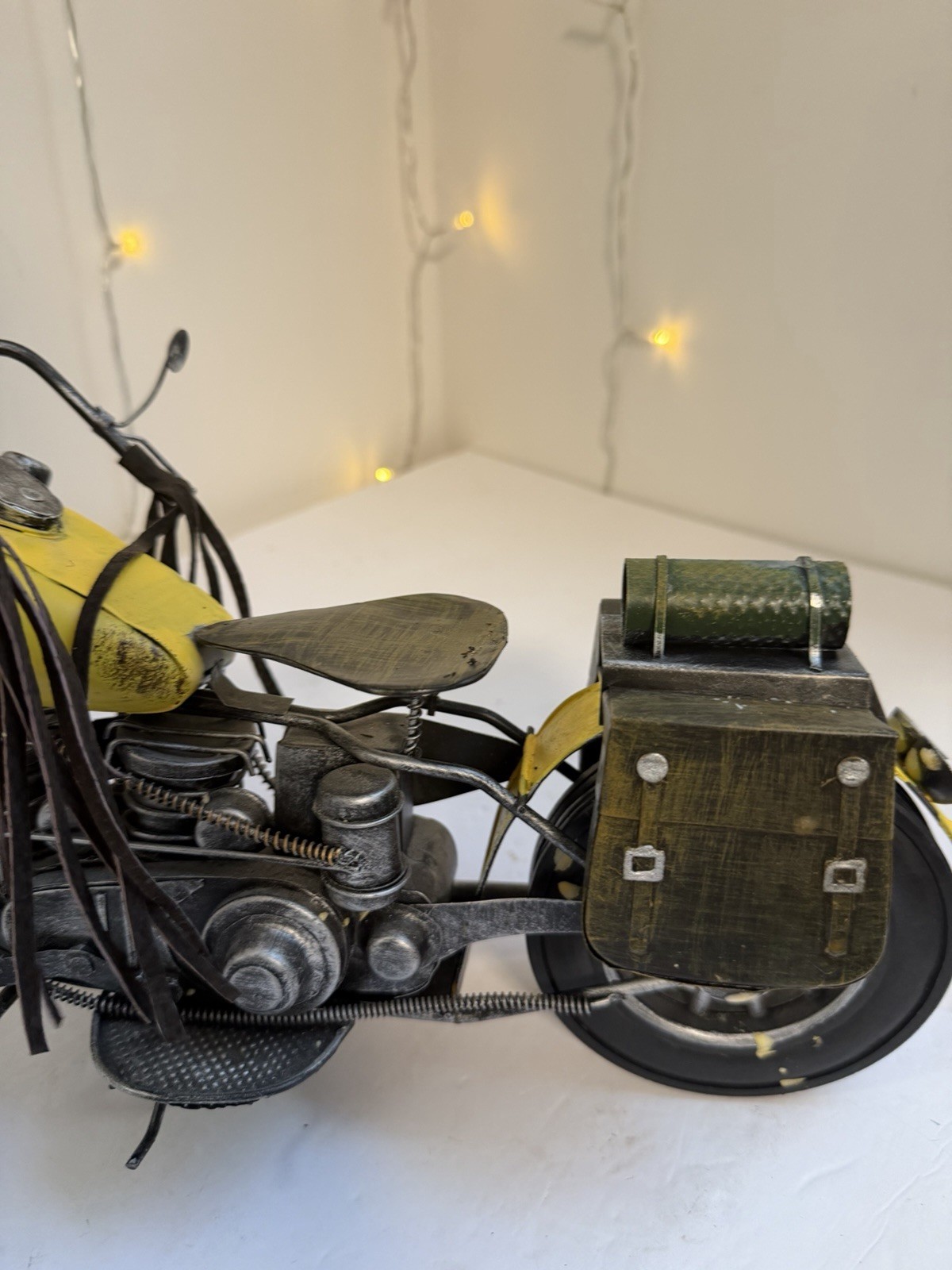 Vintage Style Metal Motorcycle Sculpture Retro Industrial Home Decor