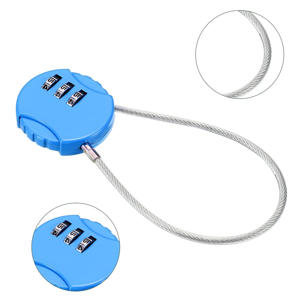 1Pc Small Combination Locks, 3 Digit Baggage Padlocks(Bright Blue, 7.8-Inch)