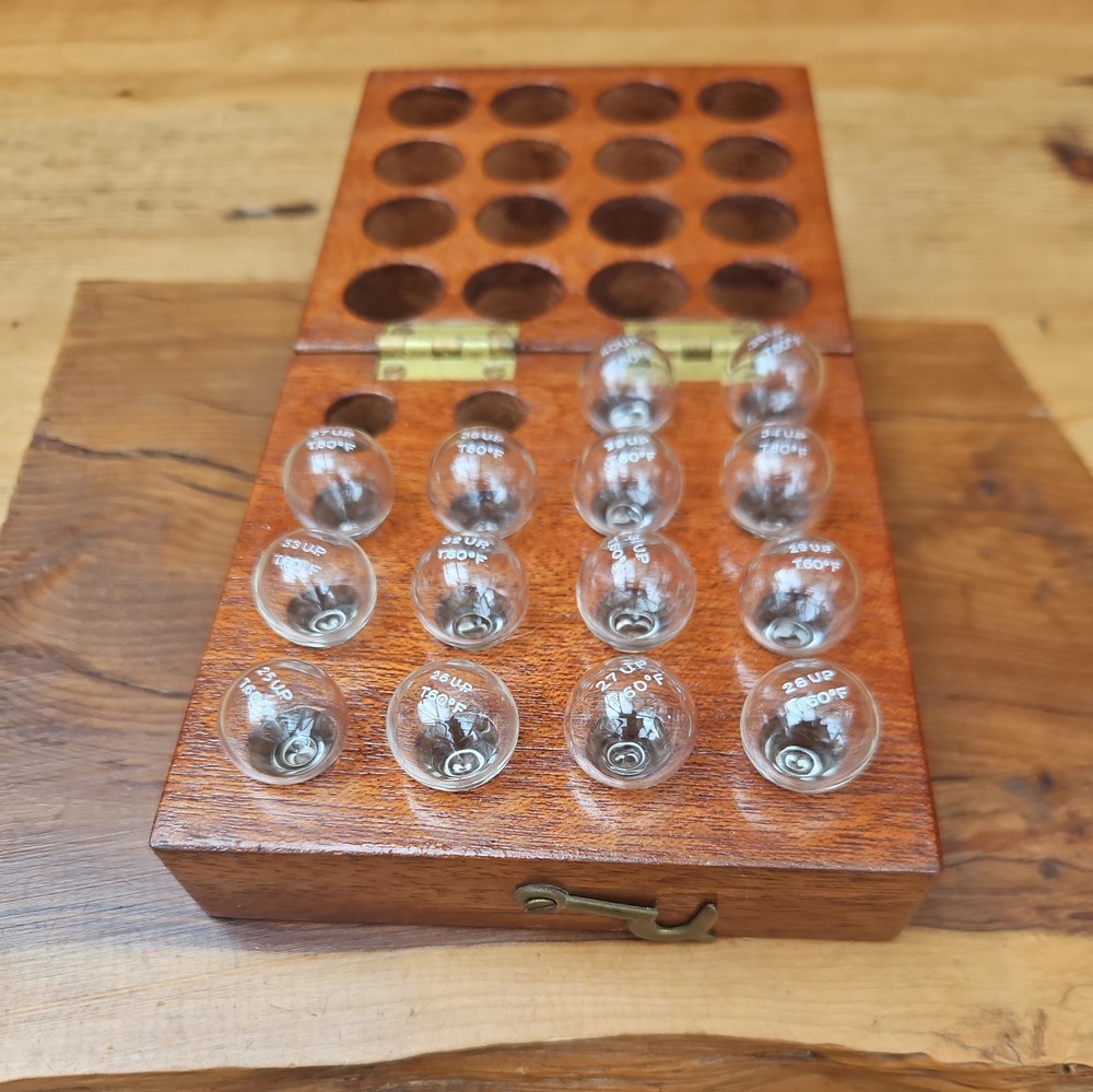 Vintage Mahogany Cased Hydrostatic Philosophical Specific Gravity Bubbles Balls