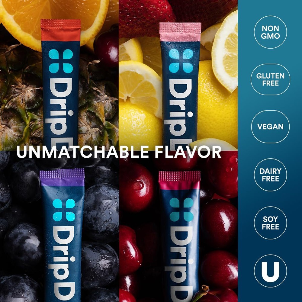 DripDrop Electrolyte Hydration Drink Mix 16 Servings Fast Hydration Variety Pack
