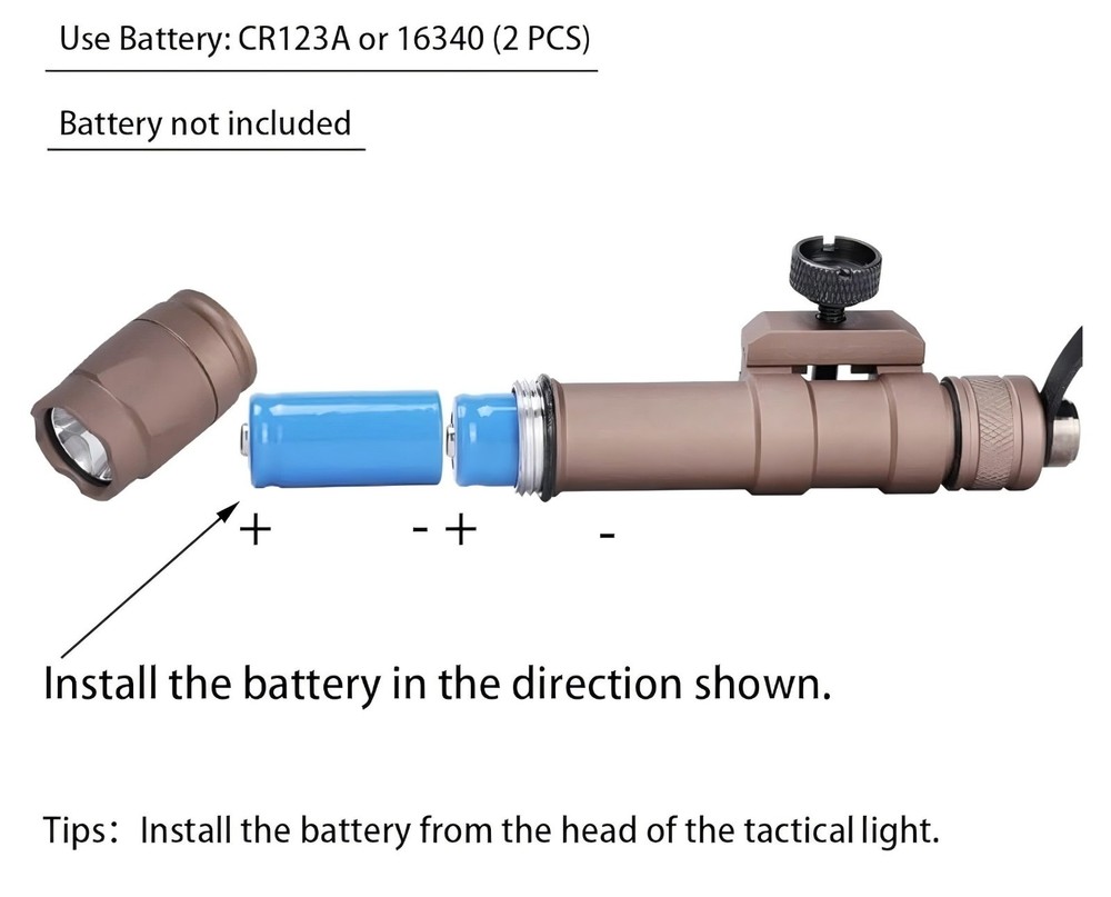 for M600B Weapon Light LED Flashlight with Remote Pressure Switch + Batteries