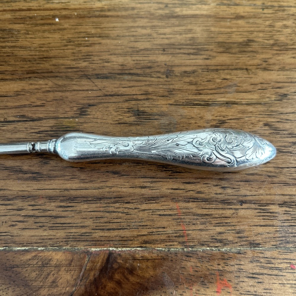 Antique Victorian Sterling Silver Button Hook Crochet Needle