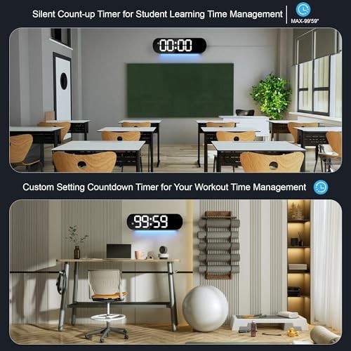 Digital Wall Clock Large Display, 13.7 inch Large Digital Wall Clock with Blue