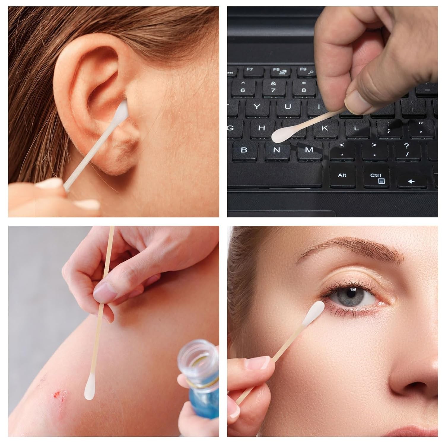 1200 Count Cotton Swabs 6 Inch Long Wooden Sticks Cleaning Applicators