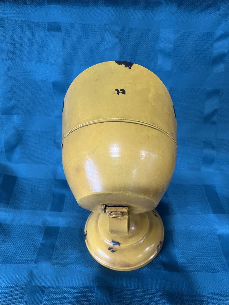 Motorcycle Headlamp Shaped Table Clock Distressed Yellow Man Cave Decor Working