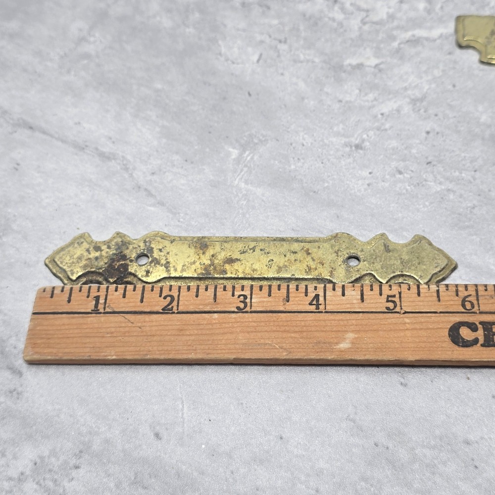 2 Drawer Pull Handle & Backplate 5.75" Brass Colored 3" Centers