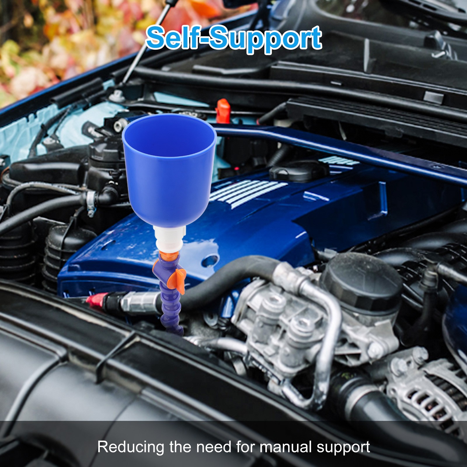 27" Flexible Bendable Transmission Oil Funnel w/ Switch & Filter for Car Fluids