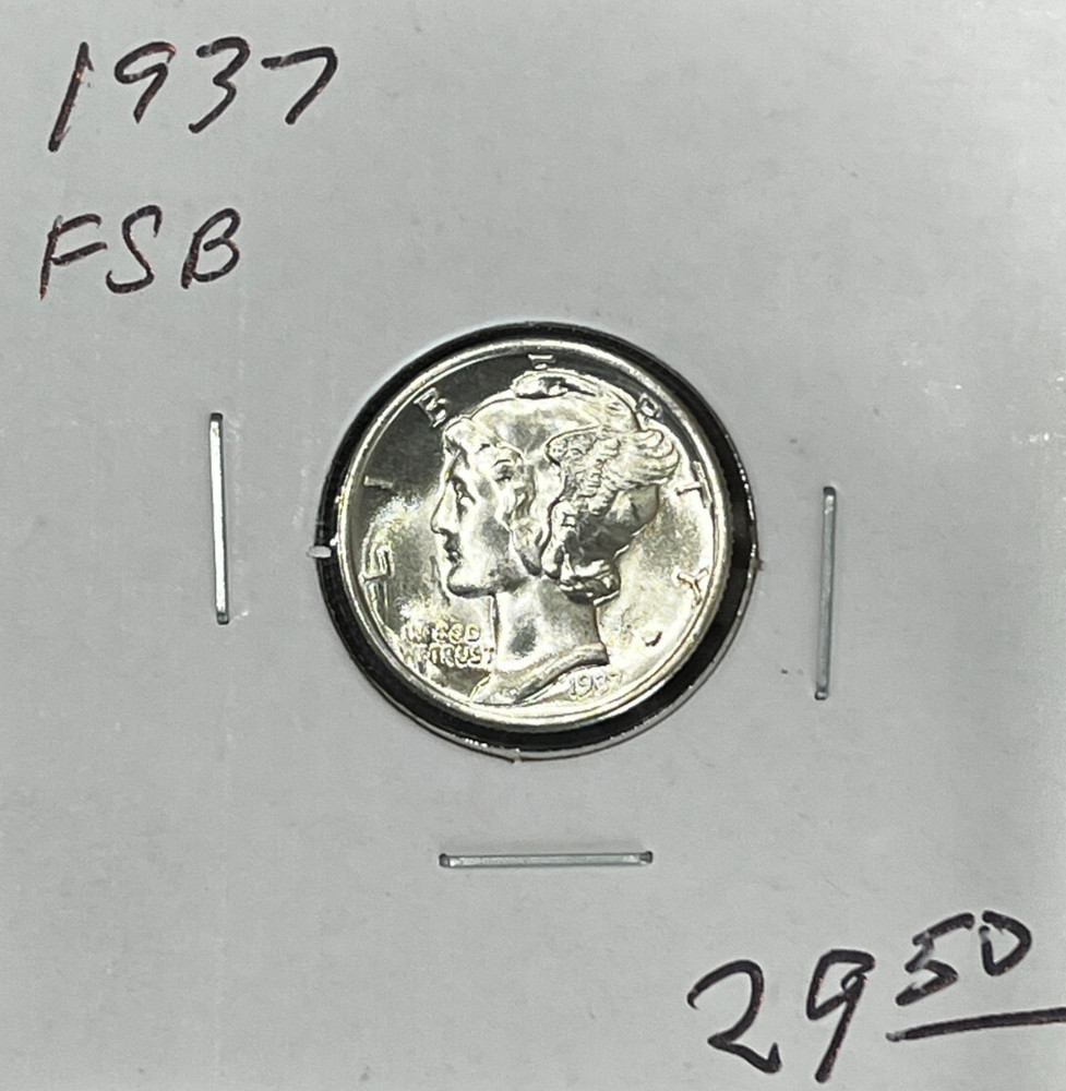 1937 FSB Mercury Silver Dime, AU