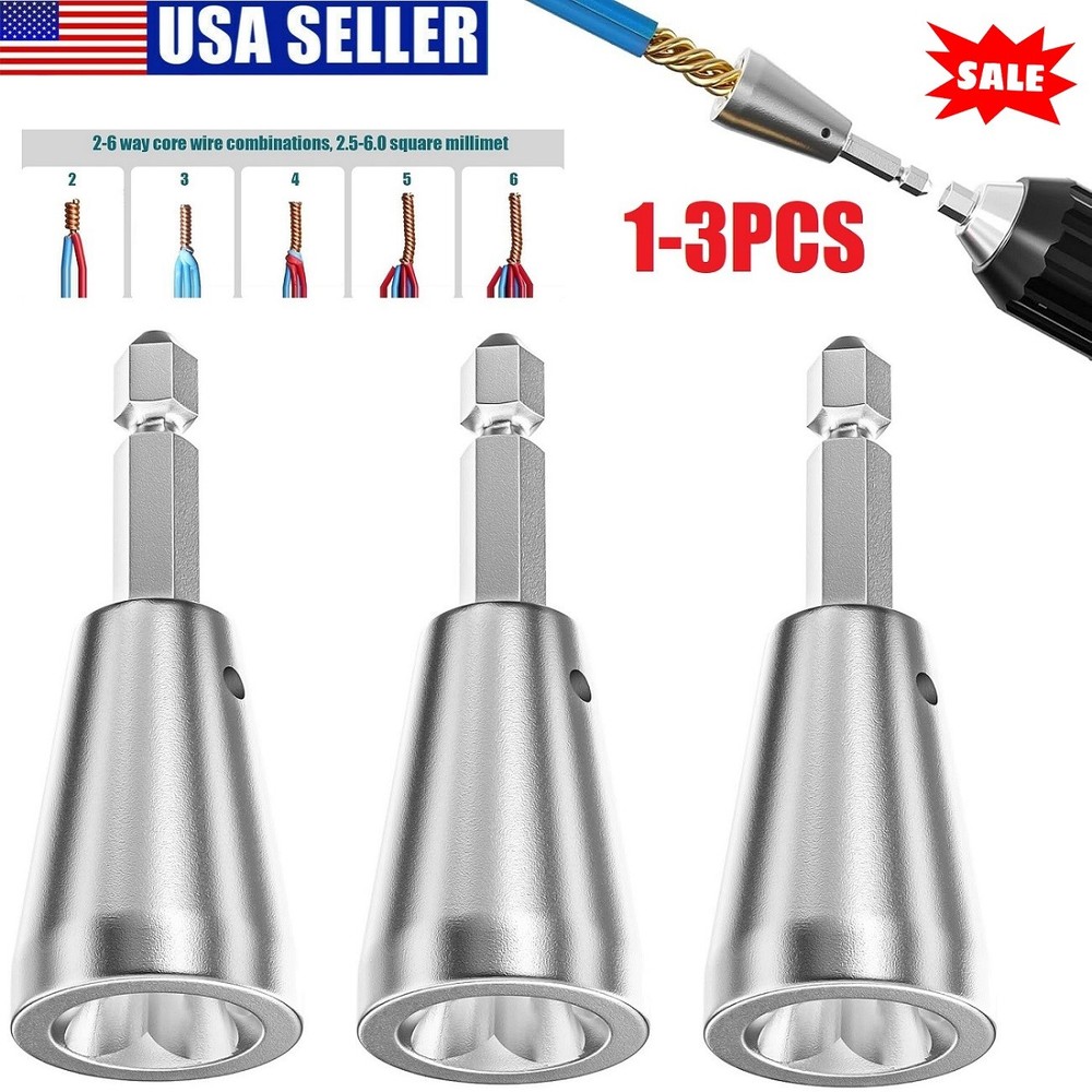 3Pcs Wire Nut Twister Connector Cable Twisting Tool for Electrical Power Drill