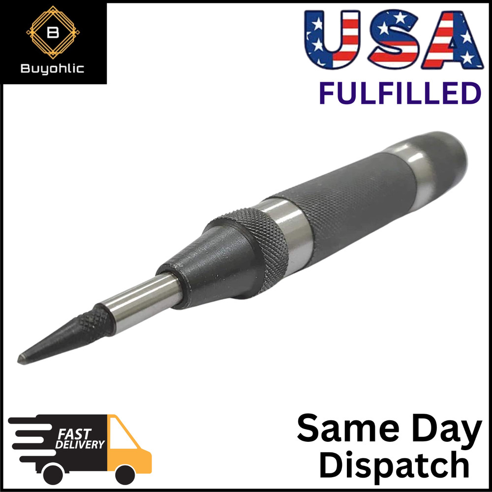 Automatic Center Punch with Replaceable Hardened Steel Tip (Heavy Duty)