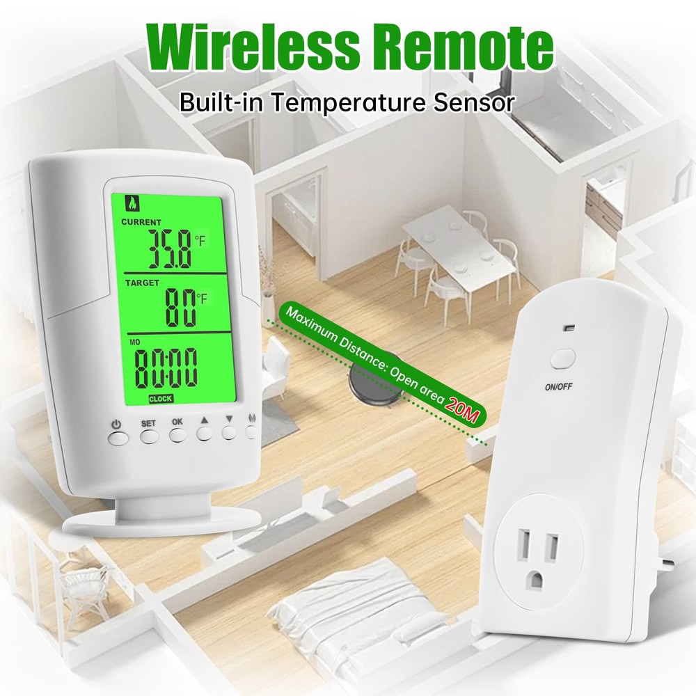 Diymore WTC100 Wireless Thermostat - Digital Temperature Controller White