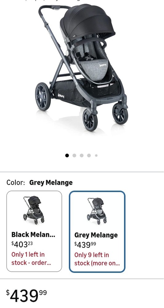 Joovy Qool Modular Stroller Grey Melange 8189 Single Double Triple Ready