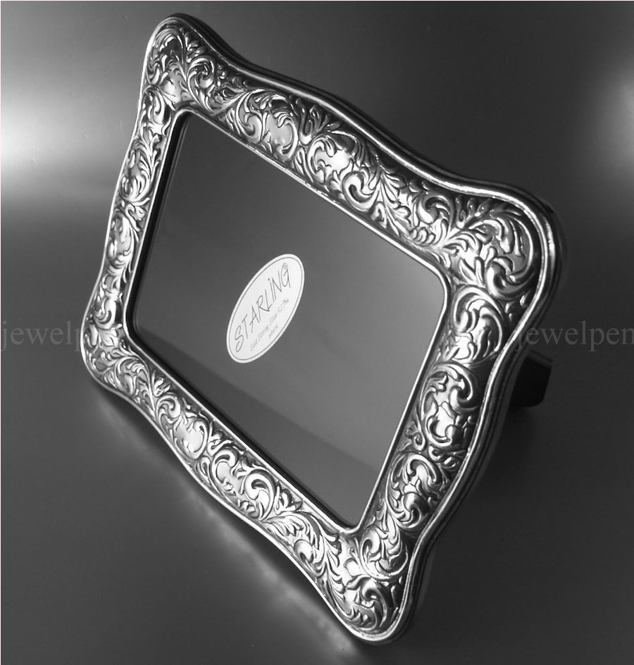 High-Quality Victorian Photo Frame Solid 925 Sterling Silver Mahogany(V2)