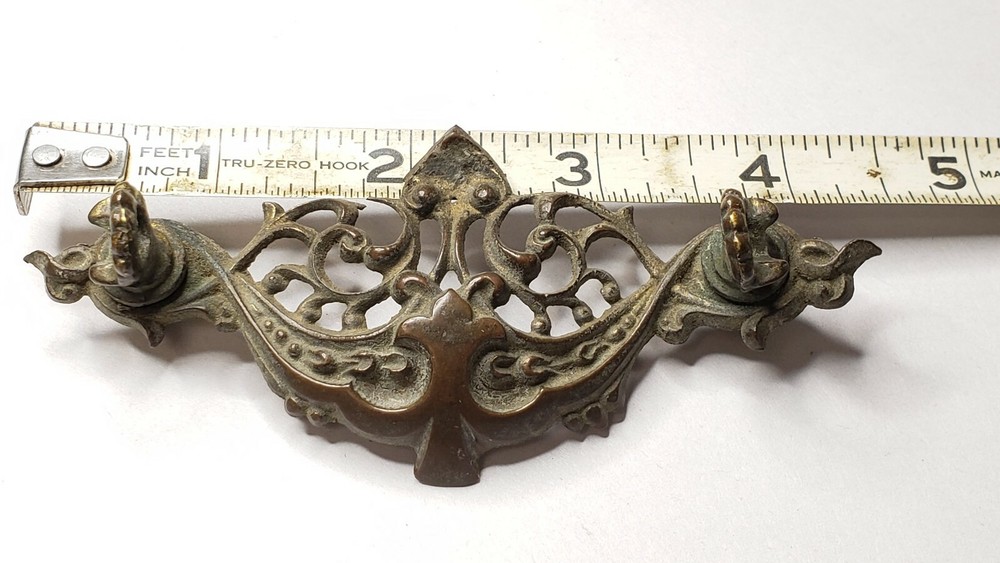 Solid Brass Dresser Drawer Pull Back Plate 4.5" Scroll