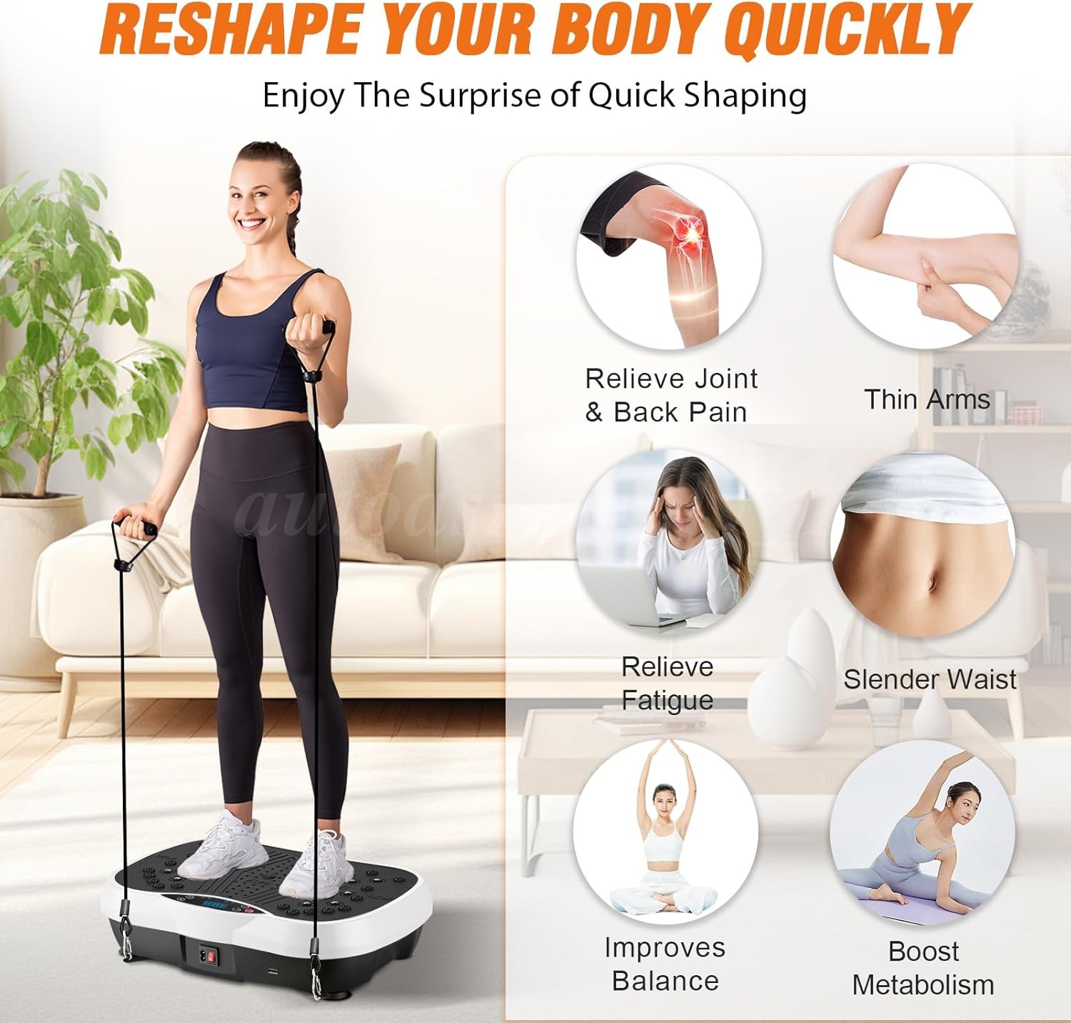 Vibration Plate Exercise Machine 200 Speeds Whole Body Workout Vibrate Platform