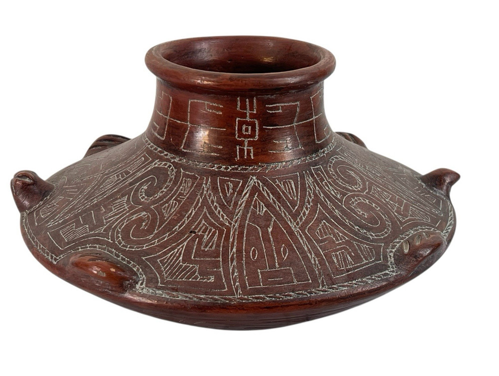 vtg Pre-Columbian Marajo  Amazon Turtle Red Clay Jar Vessel Artifact