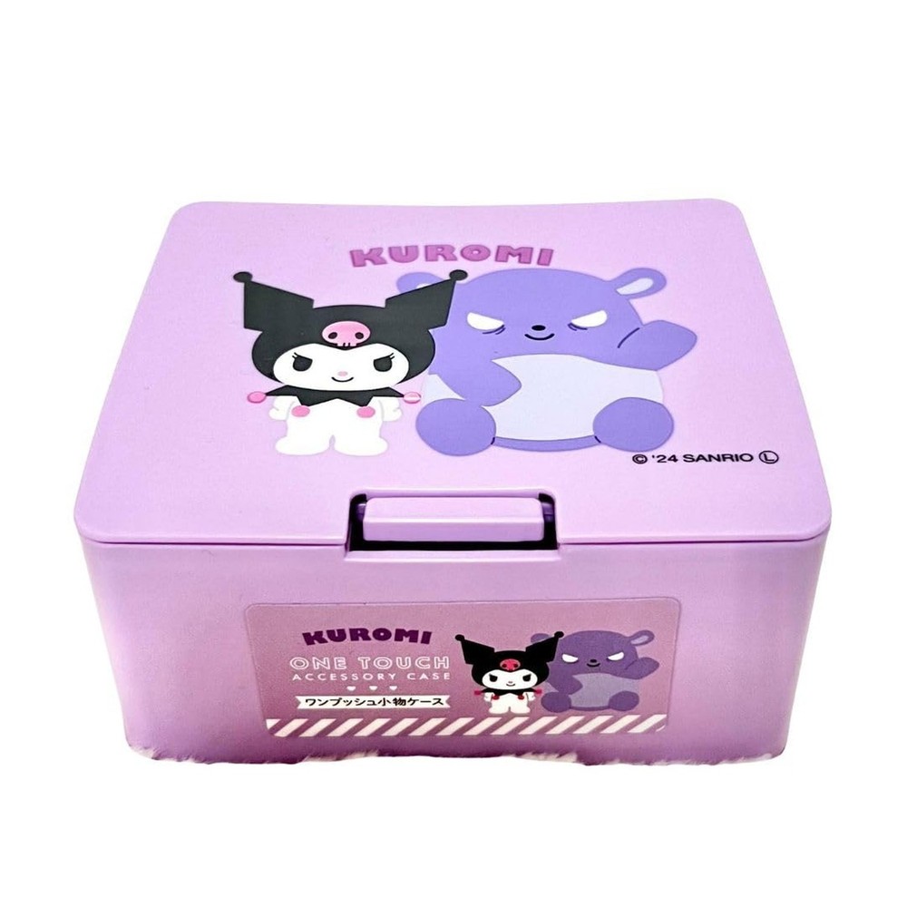 can do Kuromi One push One Touch Open Type Lid Accessory Cosmetics Case Box W...