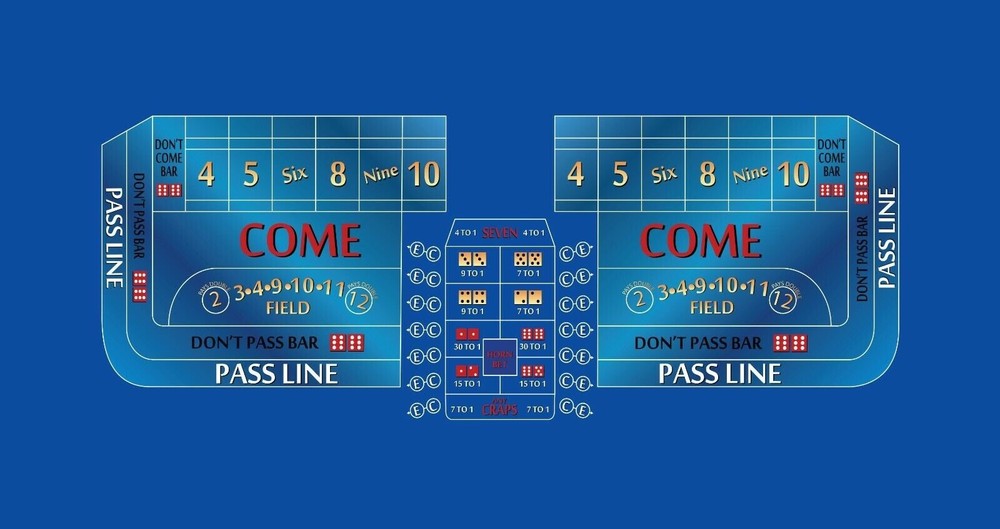 Craps Table Layout Felt - 8 Foot Blue