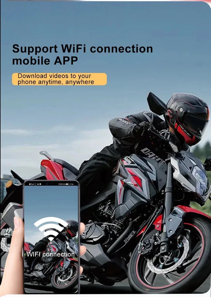 5.1 Bluetooth Motorcycle Intercom Camera 6 Riders Wireless Helmet Headset 2K FM