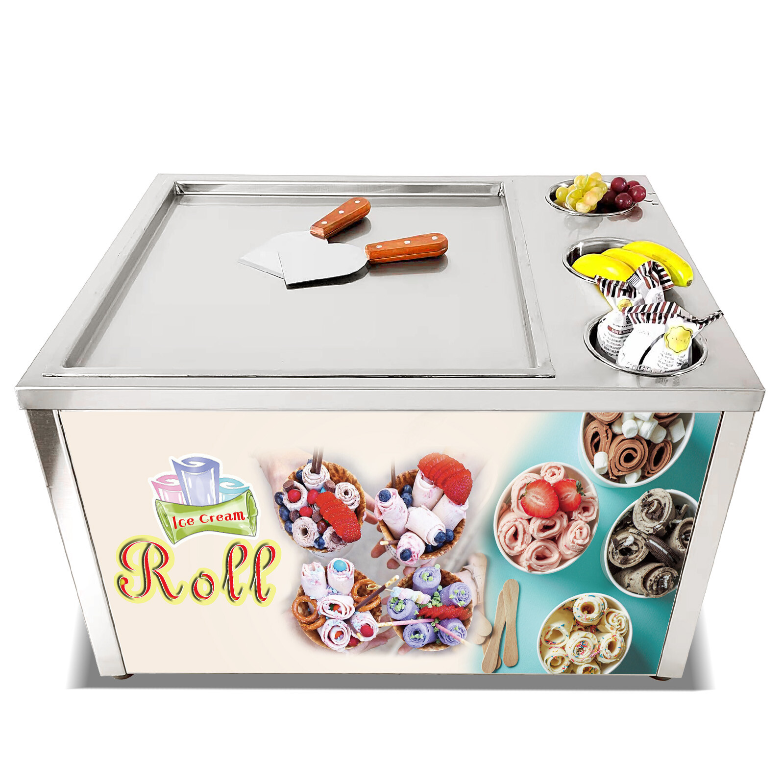 USA Kolice Countertop fry ice cream machine 18''x18'' square pan with 3 tanks