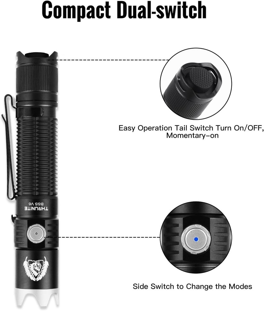 ThruNite BSS V6 Black Scout Survival Customized Edition EDC Flashlight, USB-C...
