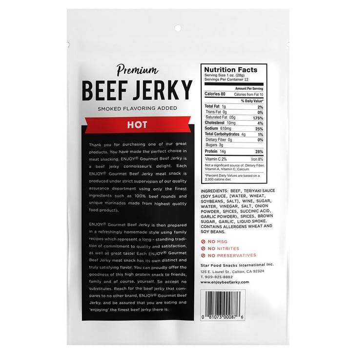 Enjoy Hot Beef Jerky, 12 oz.