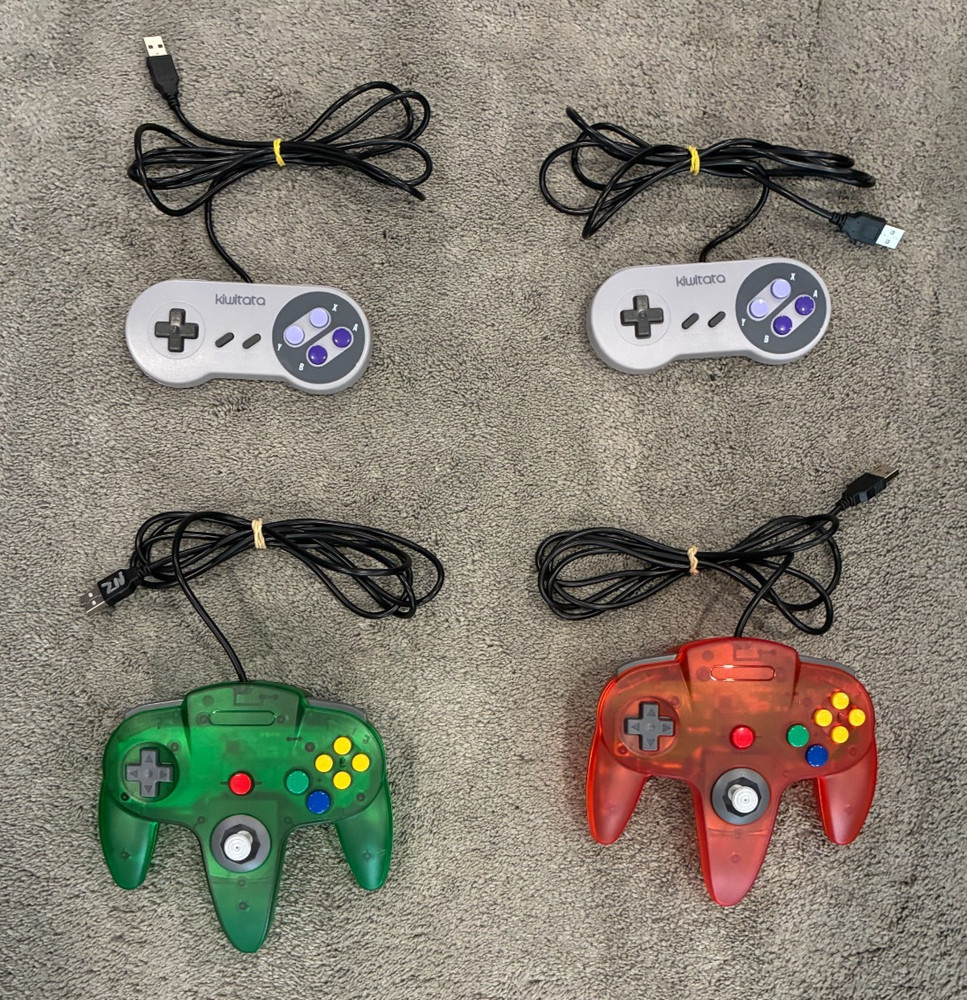Two (2) N64 USB Controllers & Two (2) SNES USB Controllers - New & Unused!