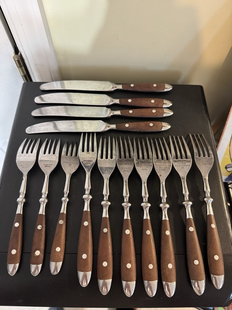 Wood grain Brown 25pcs Flatware