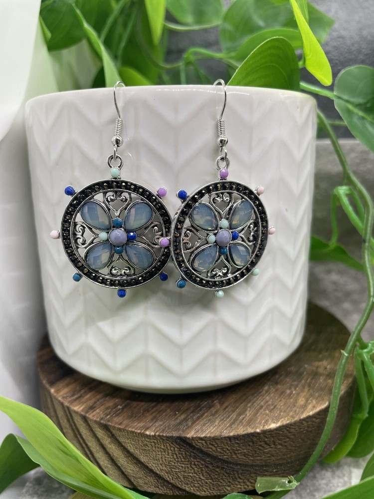2” Silver-tone Boho Bead Dangle Earring Set  New Free Ship B4246