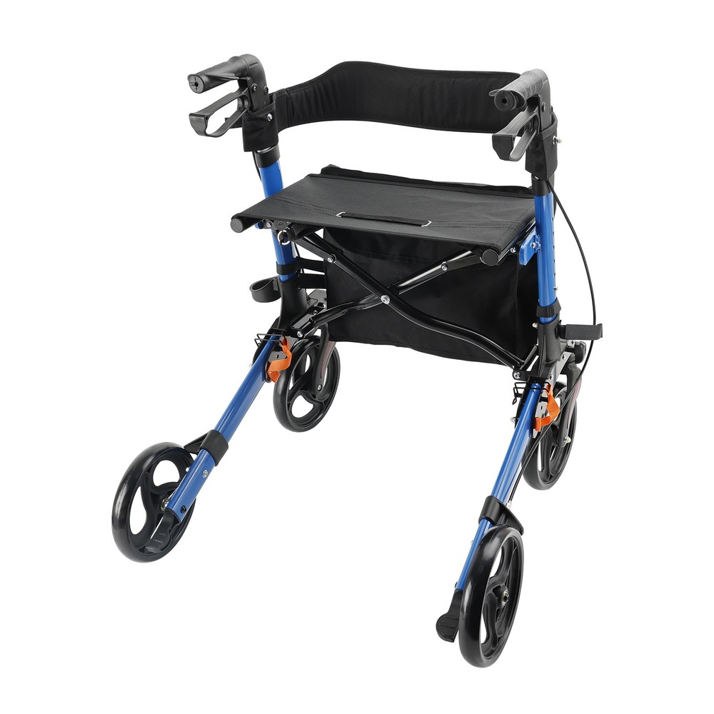 6-Level Adjustable Seat 8-Wheel Foldable Rollator Walker Mobility Aid