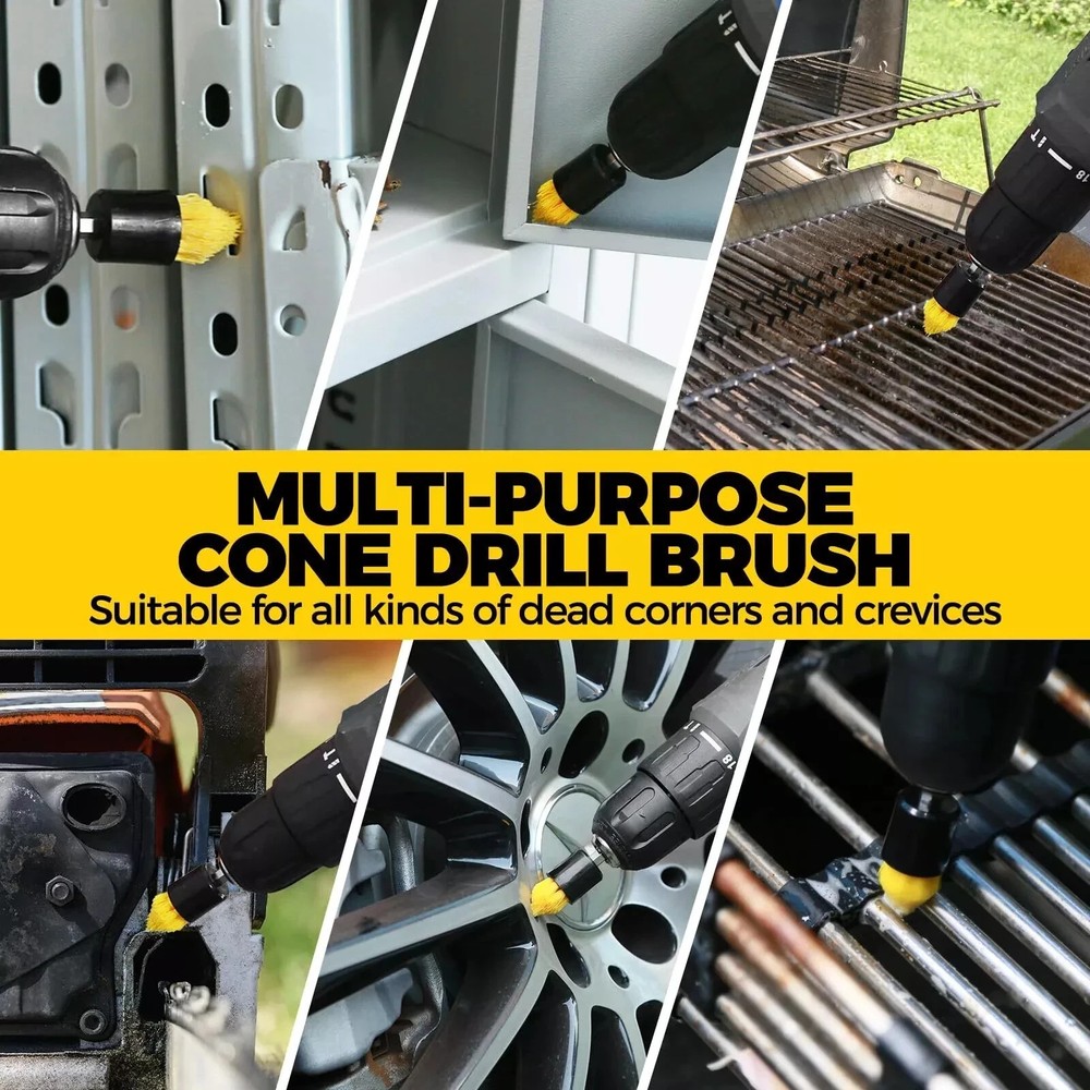 6 Pack Drill Brush Attachment Scrubber Brushes Set Kit with Adapter