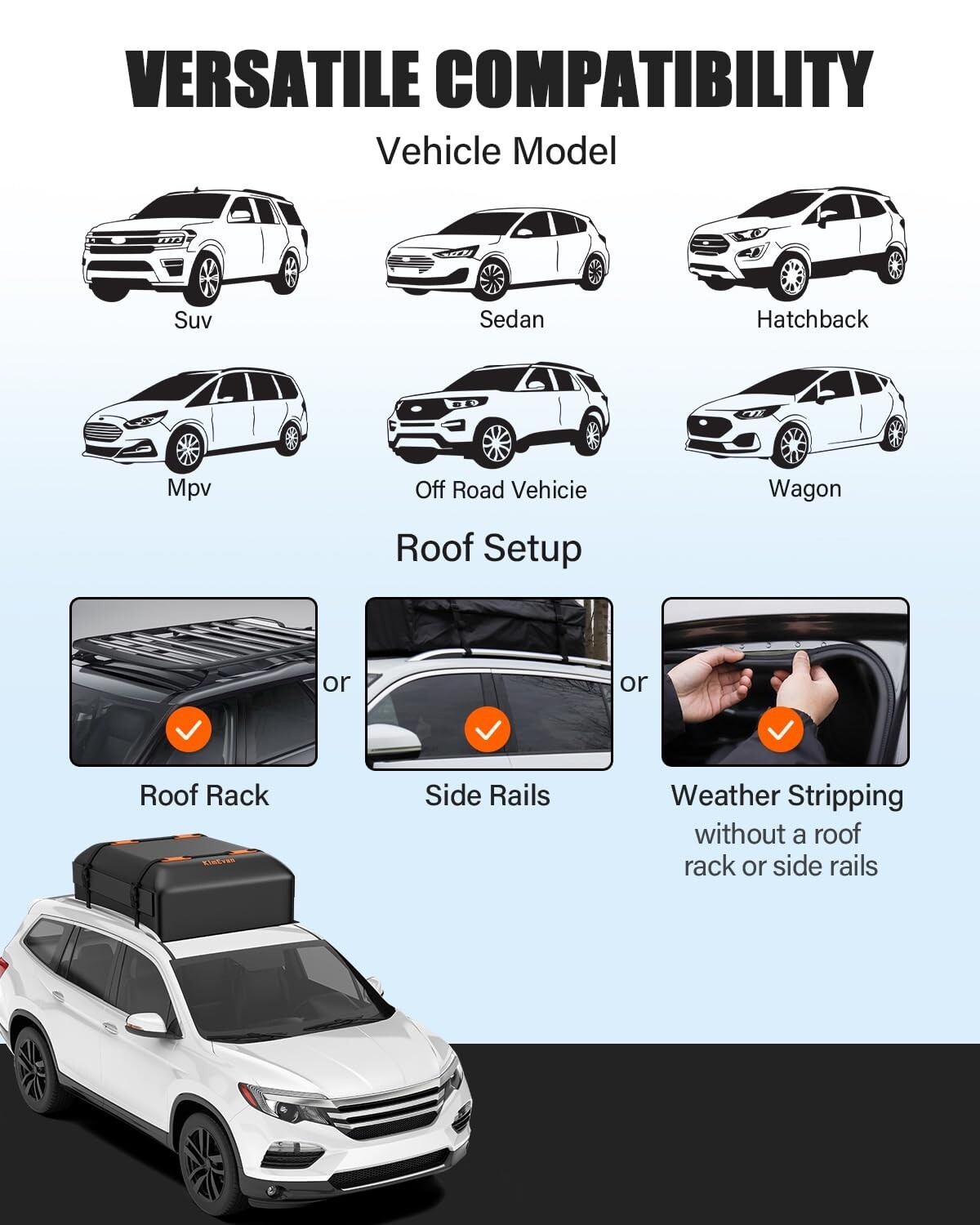 Waterproof Rooftop Cargo Carrier Bag 15 Cubic Feet Car SUV Roof Top Storage