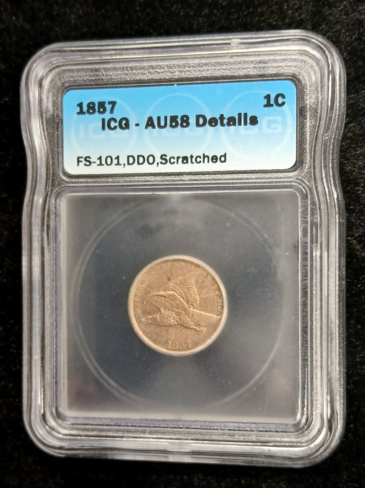 1857 1C ICG-AU58 Details A Tiny Scratch Flying Eagle  TP 10241