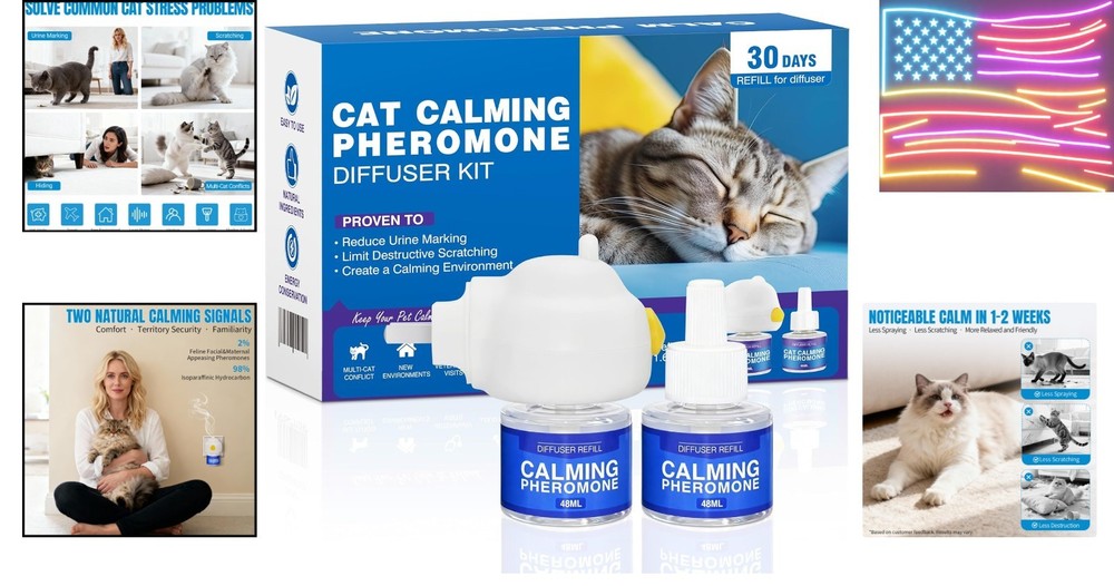 s Effectively Relieve Anxiety Stress Cat Pheromones Calming Diffuser Refill C...