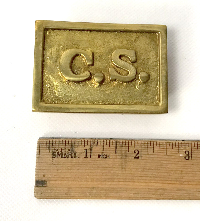 Civil War Confederate Square C.S. Brass Buckle