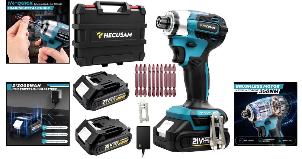 Professional 21V Impact Driver with Dual Batteries & Quick Charge Function