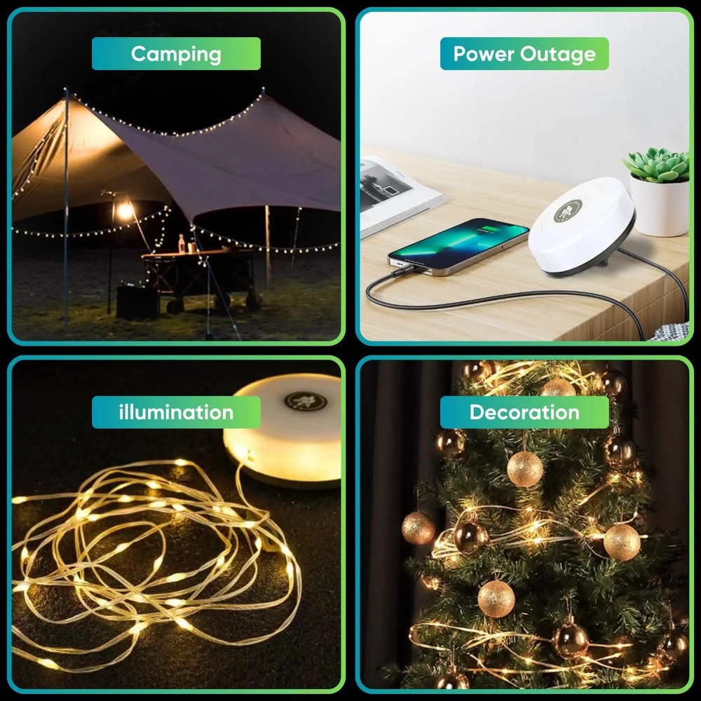 Multi TYPE-C Rechargeable Outdoor Camping Hiking String Lamp LED Lights Torches