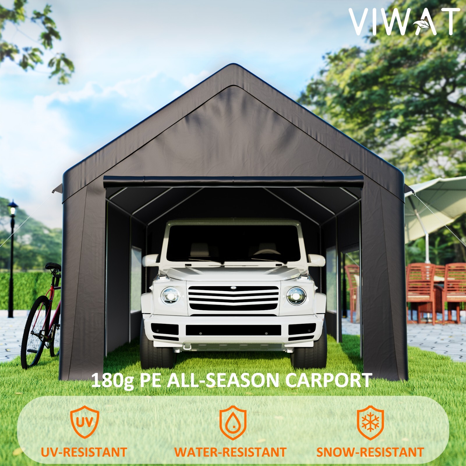 12x20 ft Carport Canopy Car Shelter Garage Heavy Duty Outdoor Party Shed Tent