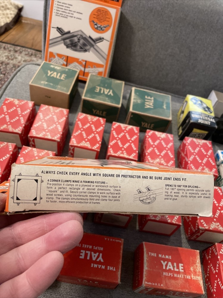 Vintage Yale Lockset Boxes + Adjustable Clamp And Other EMPTY BOXES