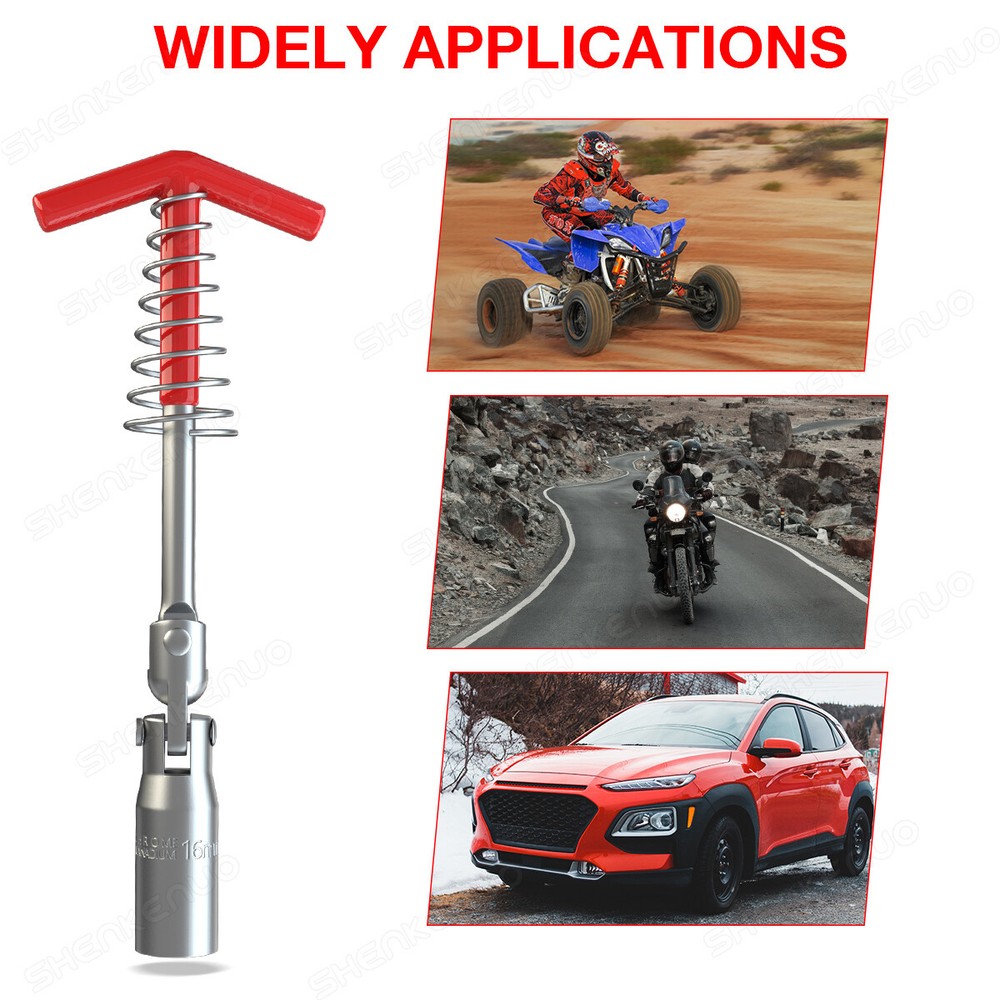 Spark Plug Removal Tool 16mm T-Bar T-Handle Flexible Spanner Socket Wrench Tool